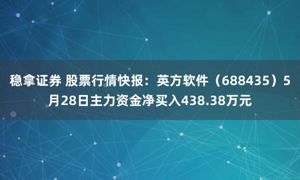 稳拿证券 股票行情快报：英方软件（688435）5月28日主力资金净买入438.38万元