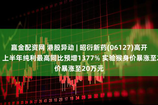 赢金配资网 港股异动 | 昭衍新药(06127)高开逾12% 上半年纯利最高同比预增1377% 实验猴身价暴涨至20万元